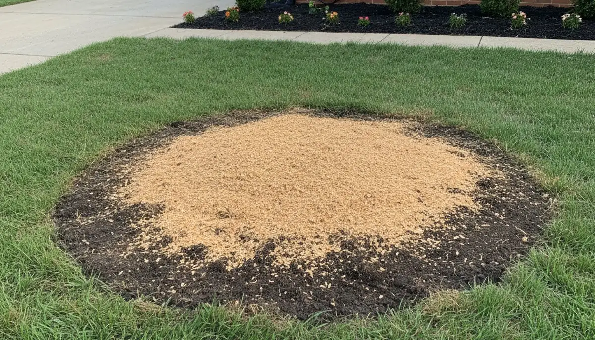 Finished stump grinding and lawn restoration after tree removal in Memphis, TN