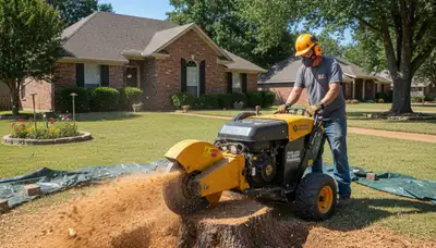 Professional stump grinding service removing tree stumps in Horn Lake, MS near Memphis, TN