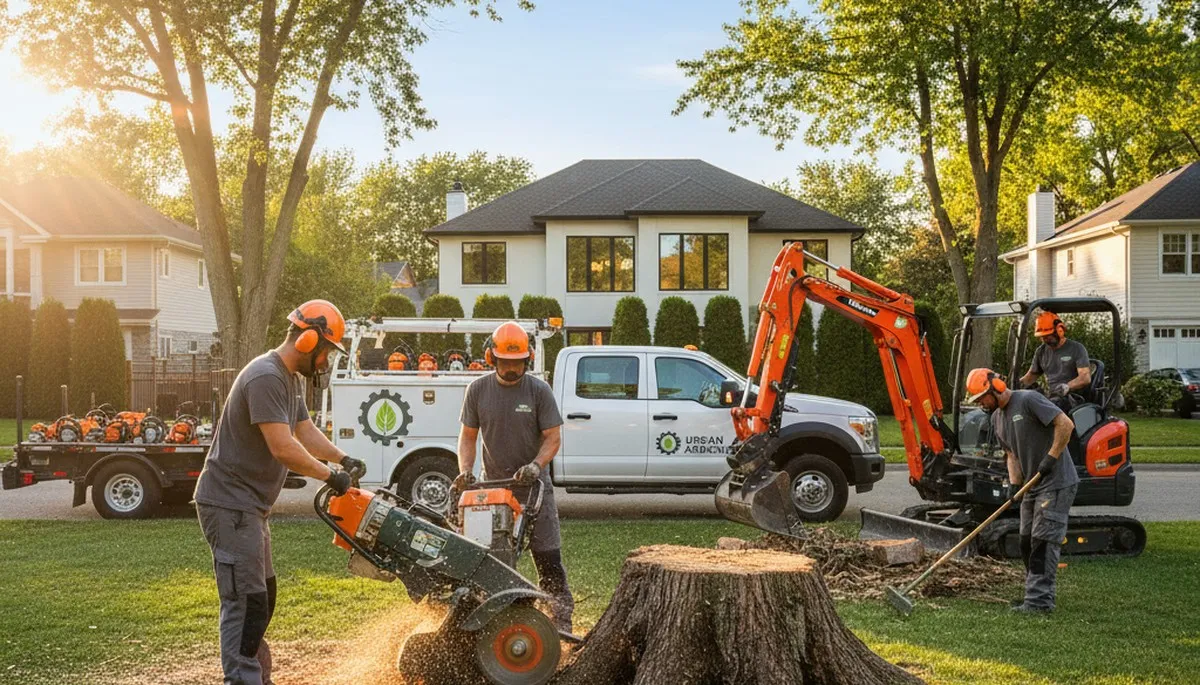 Professional stump removal service clearing tree stump in Memphis, TN yard
