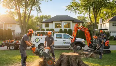 Professional stump removal service clearing tree stump in Memphis, TN yard