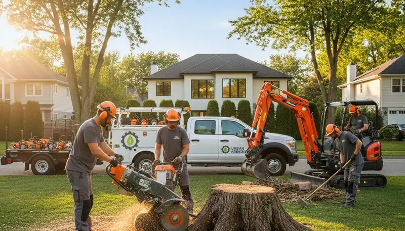 Professional stump removal service clearing tree stump in Memphis, TN yard