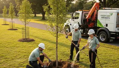 Arborist planting new tree in Memphis TN yard for Chop Chop Tree professional tree planting service