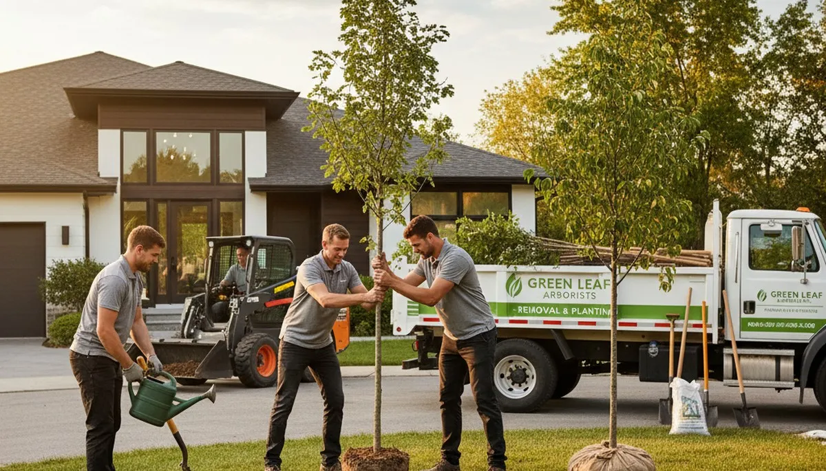 Arborist planting new tree in Memphis TN yard for Chop Chop Tree professional tree service