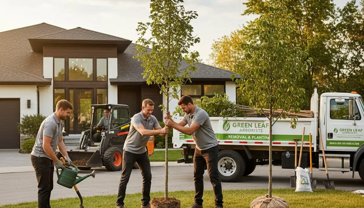 Arborist planting new tree in Memphis TN yard for Chop Chop Tree professional tree service