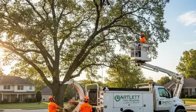 Professional tree removal service in Memphis TN safely clearing large oak tree
