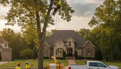 Professional tree removal service in Memphis TN safely clearing large oak trees