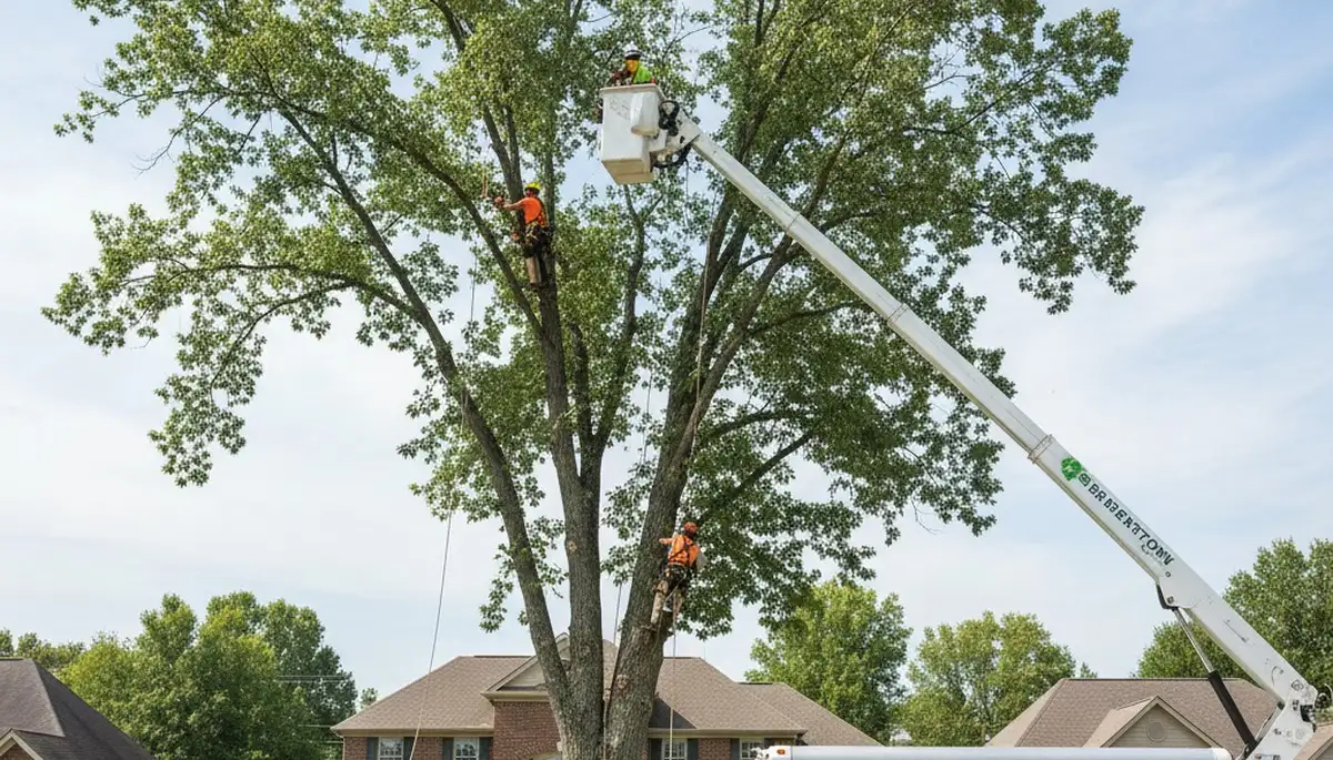 Professional tree removal service in Memphis TN safely cutting and clearing large oak trees