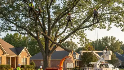 Professional tree removal service crew working safely in Memphis, TN