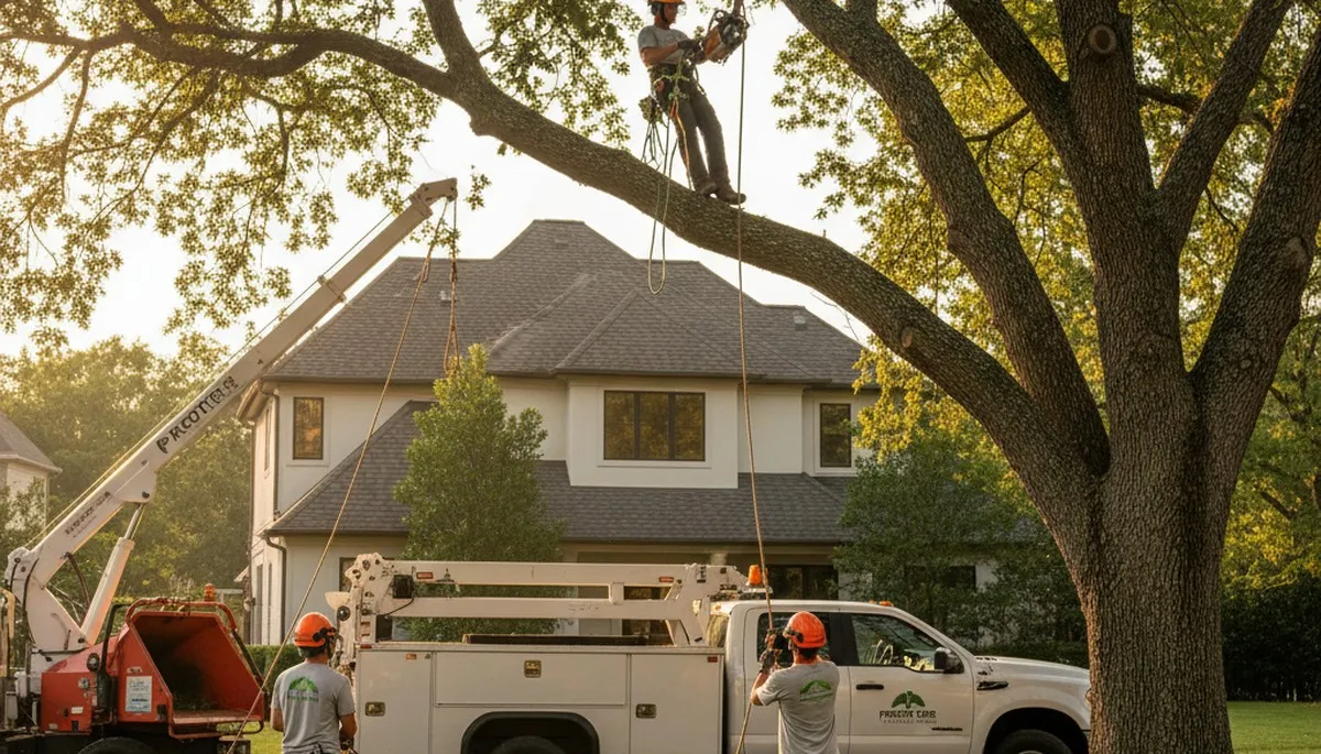 Professional tree removal service in Memphis TN safely clearing large oak tree branches