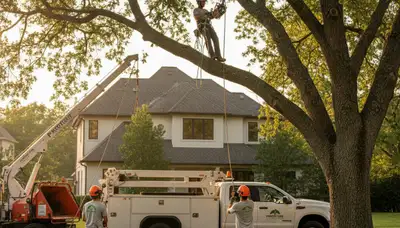 Professional tree removal service in Memphis TN safely clearing large oak tree branches