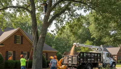 Professional tree removal service in Memphis TN safely cutting and clearing large trees